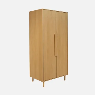 Immagine prodotto di Armadio guardaroba effetto legno 2 ante, ripiani e appendiabiti, Quercia