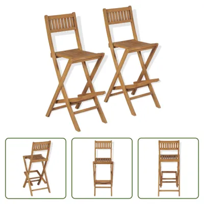 Immagine prodotto di The Living Store Sgabelli da giardino pieghevoli 2 pz. Legno massiccio di teak