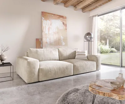 Produktbild von DELIFE Big-Sofa Lanzo XL 270x130 cm Cord Beige