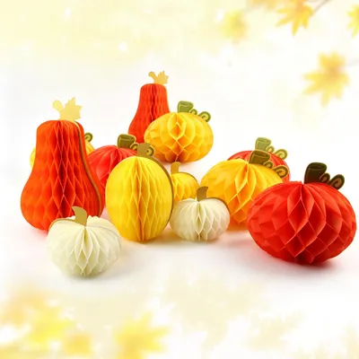 12er Set Herbstdeko Kürbis Wabenbälle Papier
