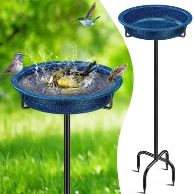 Produktbild von Vogeltränke Stehend Metall Blau 40 Zoll Frostsicher Winterfest