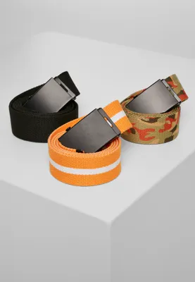 Obrázek produktu pro Pánský opasek Urban Classics Belts Trio blk/blk+or.camo/blk+or.wht/blk - S/M