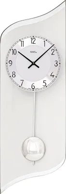 Produktbild von AMS 7436 Pendeluhr, Quarz, Mineralglas, Aluminium, Glas, Silber