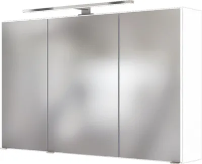 Produktbild von Spiegelschrank "Florida" in weiß mit 3 Türen und 6 Einlegeböden. Abmessungen (BxHxT) 120x64x20 cm