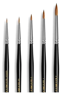 Produktbild von Kolinsky Rotmarder Pinselset - 5 Stück für Aquarell und Modellbau