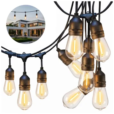 Produktbild von MasterLED LED Lichterkette Außen 10 m 230 V mit 10 x E27 ST14 2700 K IP44 Garten Terrasse