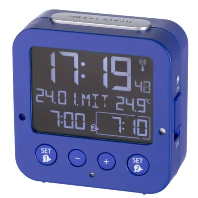 Produktbild von Digitaler Funk-Wecker Bingo TFA 60.2531.06 mit Negativdisplay, Funkuhr, Lichtsensor, blau