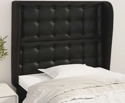 Produktbild von The Living Store Kopfteil mit Ohren Schwarz 83x23x118/128 cm Kunstleder