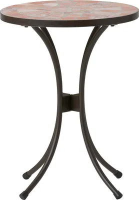 Produktbild von Dehner Mosaik Blumenhocker Chiara groß, mediterranes Design, Ø 41 cm, Höhe 55 cm, Metall / Stein, braun / Apricot