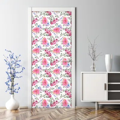 Produktbild von Dekorative Abnehmbarer Wandsticker Türtapete selbstklebend Klebefolie Schöne Vintage Rosen 77 x 200 cm