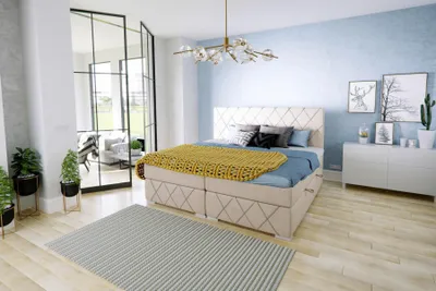 Obrázok produktu pre Boxspring Posteľ Kompletná sada Dvojlôžková matrac Topper Postele Funkcia Box Hotel
