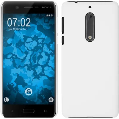 Produktbild von PhoneNatic Case kompatibel mit  Nokia 5 - Hülle weiß gummiert Hard-case + 2 Schutzfolien