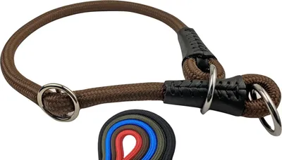 Produktbild von Verstellbares Hundehalsband mit Zugstopp - Wetterfest und Komfortabel - Braun - XL (60 cm)