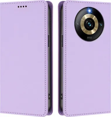 Immagine prodotto di Custodia in pelle per Realme Narzo 60 Pro, custodia magnetica in Finto cuoio con supporto viola chiaro