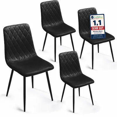 Produktbild von Lina® Elisia Esszimmerstuhl im modernen Design - Samt - Bequemer Stuhl für Ihr Esszimmer, hochwertiger Stoff, ergonomische Form - 4er Set - Schwarz, KI-generiertes Bild