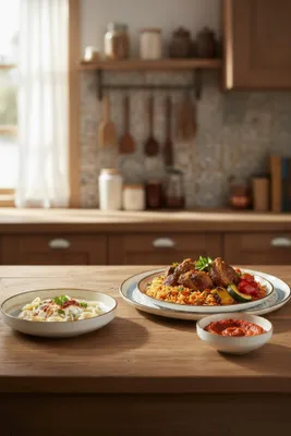 Obrázok produktu pre Hermia Concept, kvalitná súprava riadu (24 kusov) vyrobená zo 100% porcelánu, biela/modrá/hnedá
