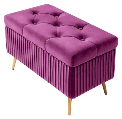 Immagine prodotto di Panca imbottita con spazio contenitore, colore lilla, 60 cm, utilizzabile anche come poggiapiedi
