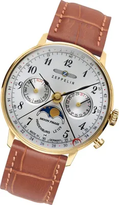 Produktbild von Zeppelin Armbanduhr Damen Z7039/1 Elegant Leder Uhr braun Hindenburg UZ7039/1