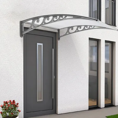 Produktbild von Türüberdachung Wasserdichte Haustür Vordach Überdachung Haustür aus Aluminium und Polycarbonat für Türdach,Balkon 80x120cm