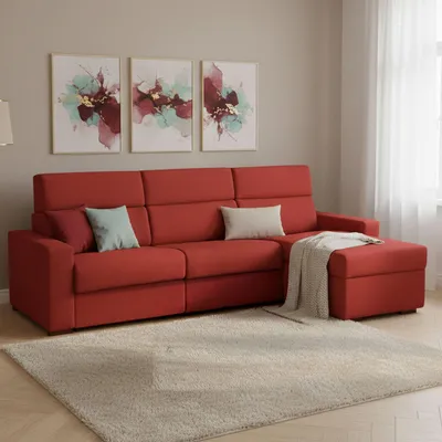 Immagine prodotto di Celleno - Divano Letto con Penisola, 280x160 cm Arancione, Sfoderabile Italy