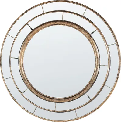 Produktbild von BELIANI Wandspiegel Gold ø 40 cm Rund Modernes Design Hängender Spiegel für Schlafzimmer Wohnzimmer Flur