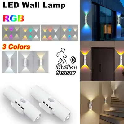 Image de Lampes de nuit LED - Lot de 4 - Avec détecteur de mouvement - Rechargeables - 3 couleurs de lumière - 3 modes d'éclairage - Support magnétique - Idéales pour les escaliers et les chambres