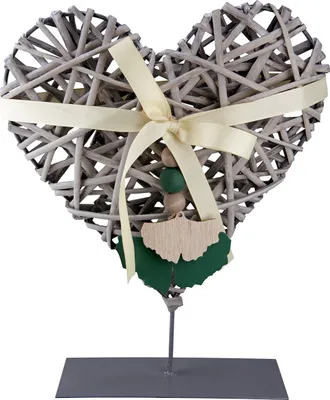 Produktbild von Gilde Standrelief, Herz, "Ginkgo", Ginkgomotiv, Weide, grau, VE 6, 2 Stück wie abgebildet,, B. 28 cm, H. 23 cm 43054