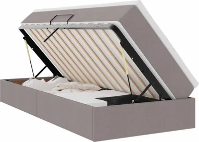 Image de Lit avec rangement et matelas Taupe 100 x 200 cm Polyester