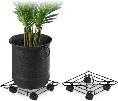 Produktbild von Famanu Plantentrolley Set von 2 - Schwarz, mit Rollen und Bremse