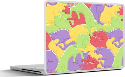 Produktbild von MuchoWow® Laptop Aufkleber Sticker Cover Katzen - Regenbogen - Kinder - Pastell - Muster 30x21 cm - Sticker für Laptop - Selbstklebend