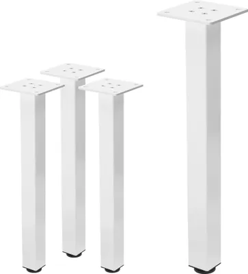Produktbild von ML-Design 4er Set Tischbeine / Bankkufen I-Design, 42 cm, Weiß glänzend, aus pulverbeschichtetem Stahl, Vierkantprofil 4x4 cm, Höhenverstellbar 1-4 cm