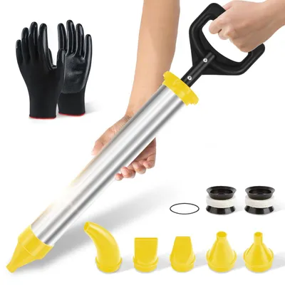 Mörtelspritze 5-in-1 aus Edelstahl, Fugenpistole mit 5 Düsen