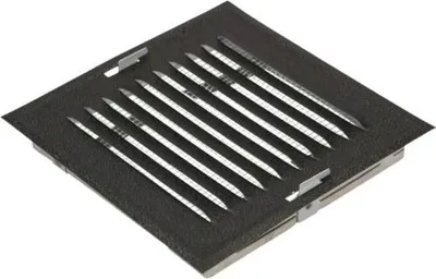 Produktbild von Metall-Winkelgitter im Rahmen mit Netz 14 x 14 cm, matt, Graphit - RX 02-705GM