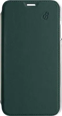 Immagine prodotto di BEETLECASE, custodia folio per Apple iPhone 11 Pro in pelle con retro trasparente e portacarte, verde scuro