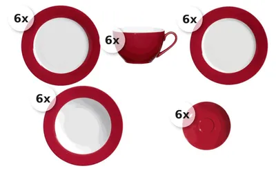 Produktbild von Kaffee- und Tafelservice 30 tlg. Doppio rot