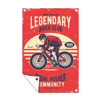 Obrázek produktu pro MuchoWow® Zahradní plakáty - Kolo - Cyklista - Přilba - Vintage - 60x40 cm - Zahradní dekorace