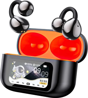 XG42 KI-Smart-Übersetzungs Kopfhörer - Bluetooth Ohrclip Ohrfrei mit Intelligenter Anzeige & Digitalem Display (Internationales Modell)