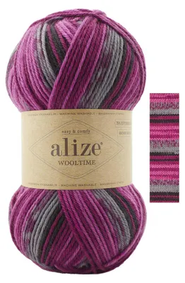 100g Sockenwolle Alize Wooltime 11018 Ladies Night