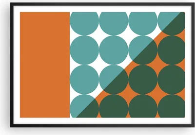 Produktbild von Gerahmtes Poster - Schwarzer Rahmen - Koliken Türkis Orange - 91,5x61 cm - Wand Bild - Wanddeko - Wandbilder - Kunstposter - Wandposter - Bilderrahmen - Bilder - Kunstdruck - P2BAA91x61-4606