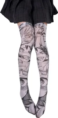 Produktbild von Ahegao Kniestrümpfe | 1 Paar Strümpfe mit Manga Gesichtern