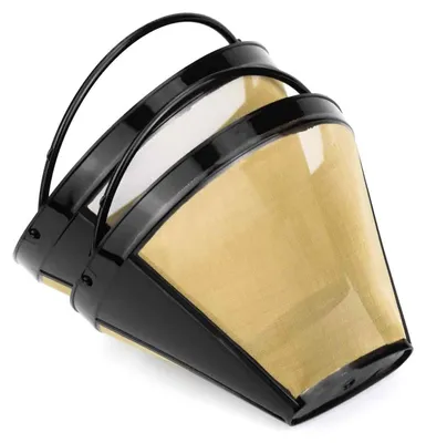 Produktbild von 2 Pcs Wiederverwendbar Kafeefilter Dauerfilter mit Edelstahlgewebe Filtergröße 4 Für 8-12 Tassen Kaffee Kunststoff Schwarz