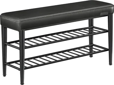 Obrázek produktu pro Botník - stojan na boty - lavice do předsíně - ocel a umělá kůže - 30 x 100 x 50 cm