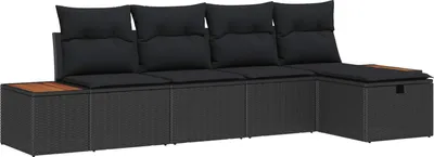 Productafbeelding van vidaXL Tuinset met 6 zitplaatsen, zwart, van polyrotan