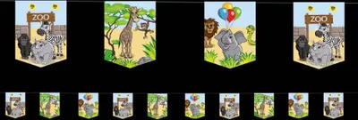 Produktbild von Wimpelkette Party im Zoo für Kindergeburtstag & Feier, mit Zootieren, 3,5m, 10 Wimpel