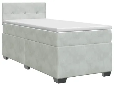 Image de vidaXL Lit boxspring avec matelas gris clair 90 x 190 cm velours