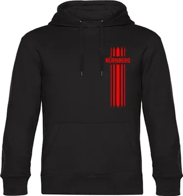 Produktbild von multifanshop Kapuzen Sweatshirt - Nürnberg - Streifen, schwarz, Größe L