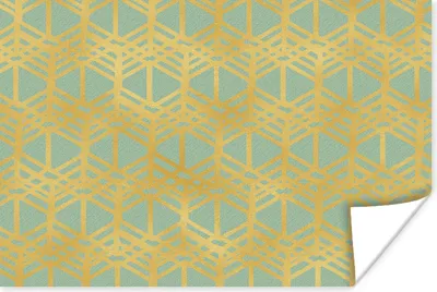 Produktbild von MuchoWow® Poster Muster - Grün - Gold - Luxus 180x120 cm - Fotoplakat