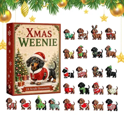 Produktbild von Dackel-Adventskalender 2026 Weihnachten 24 Tage Countdown Hund