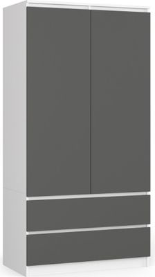 Kleiderschrank AKORD S90 Weiß 90 cm Front Graphitgrau B90 x H180 x T51 cm