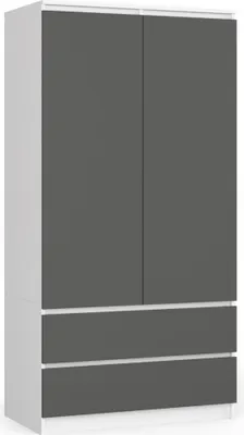 Kleiderschrank AKORD S90 Weiß 90 cm Front Graphitgrau B90 x H180 x T51 cm